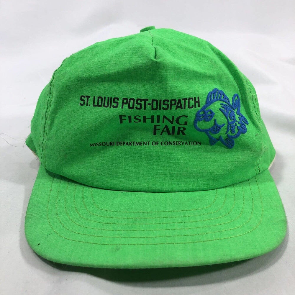 VTG St Louis Post Dispatch Hat Cap Fishing Fair Conservation Snapback USA Made